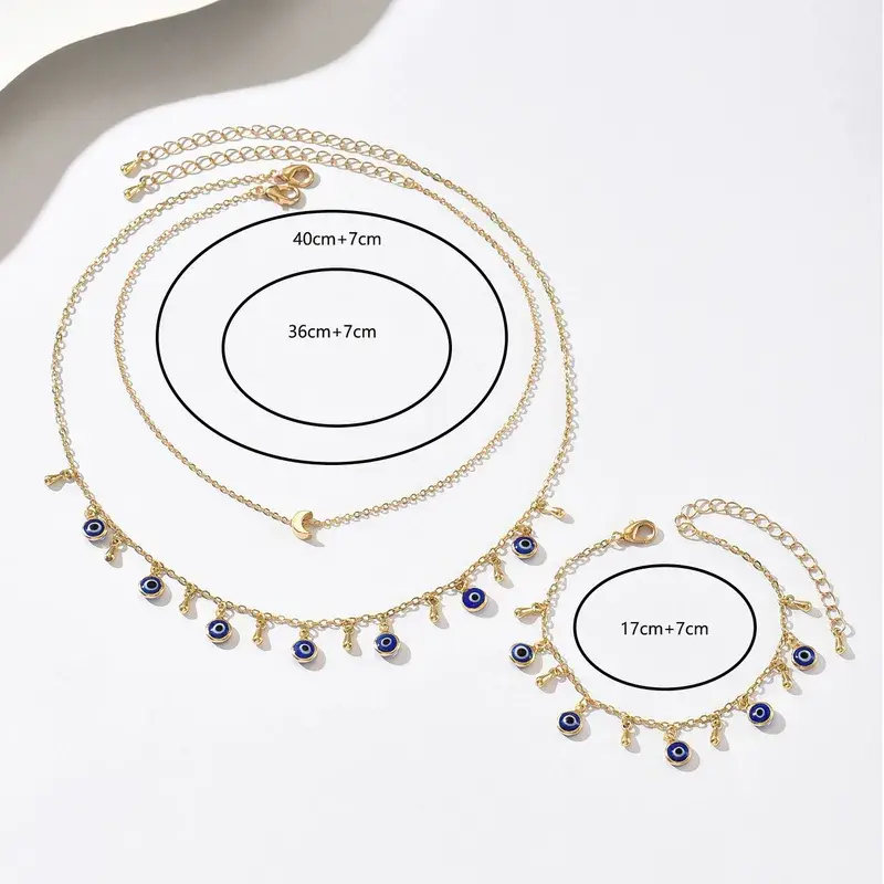 Devil Eye Necklace Bracelet Set - FY0251